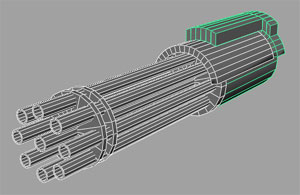 (e) Modell: Minigun